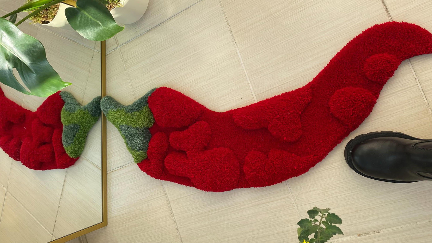 Acı Biber Tufted Halı - 3D Kabarık Mutfak Dekorasyonu