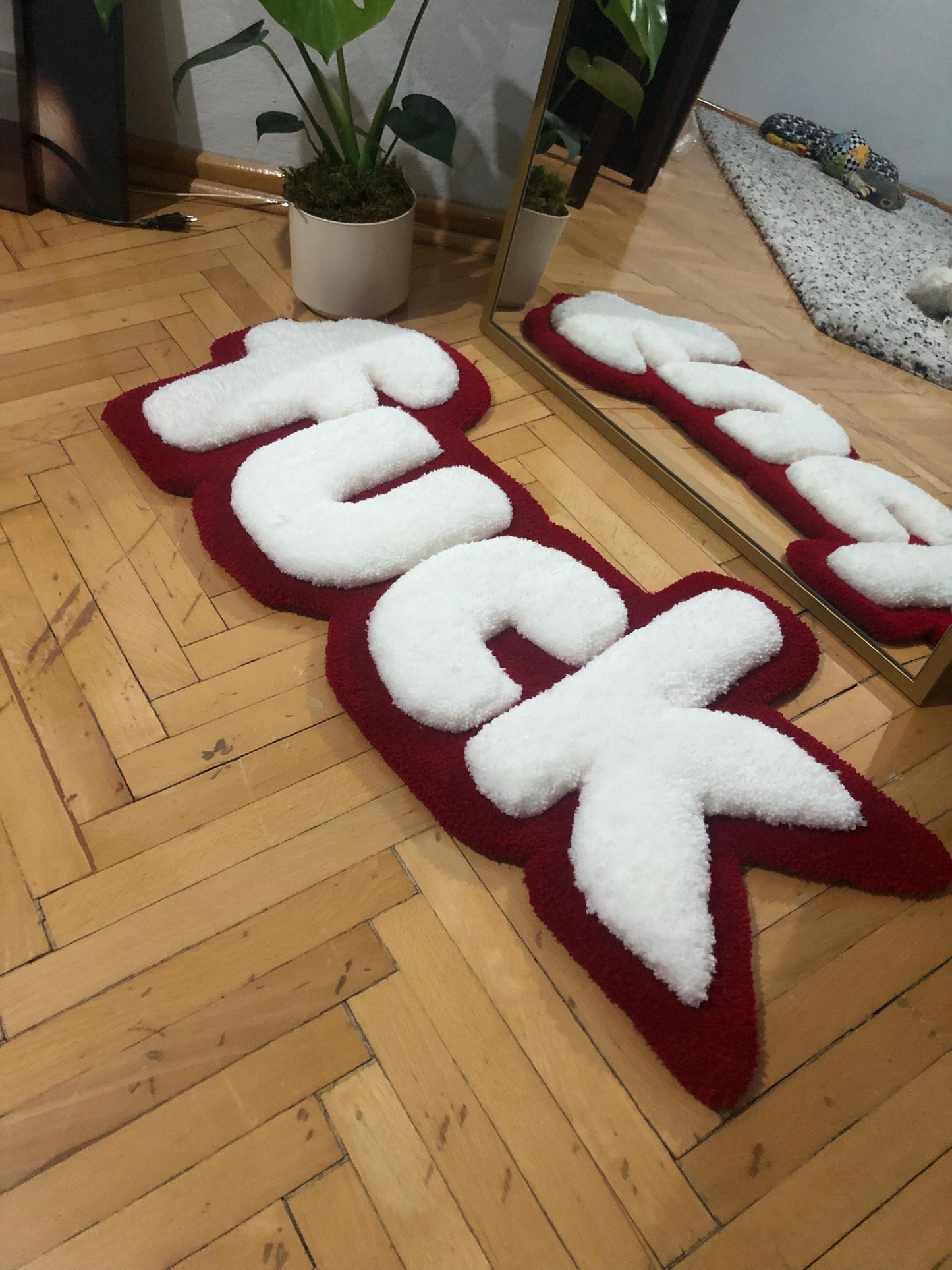 F1CK Rug - 87x37cm Handmade 3D Fluffy Statement Wall Art