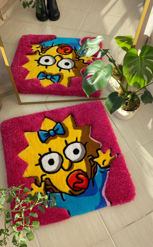 Maggie Simpson Rug - 63x63cm Handmade Cartoon Baby Wall Art