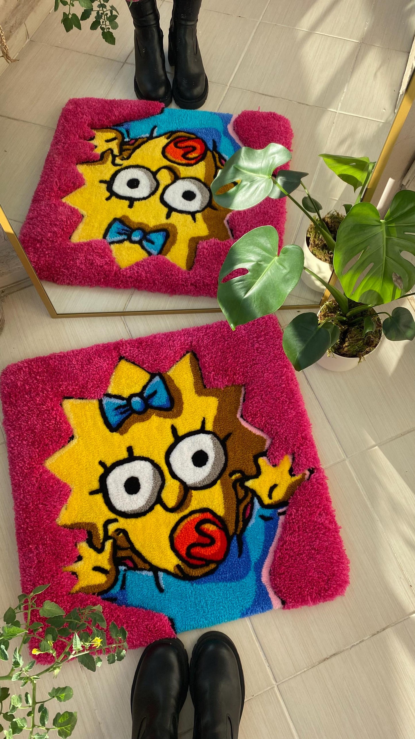 Maggie Simpson Rug - 63x63cm Handmade Cartoon Baby Wall Art