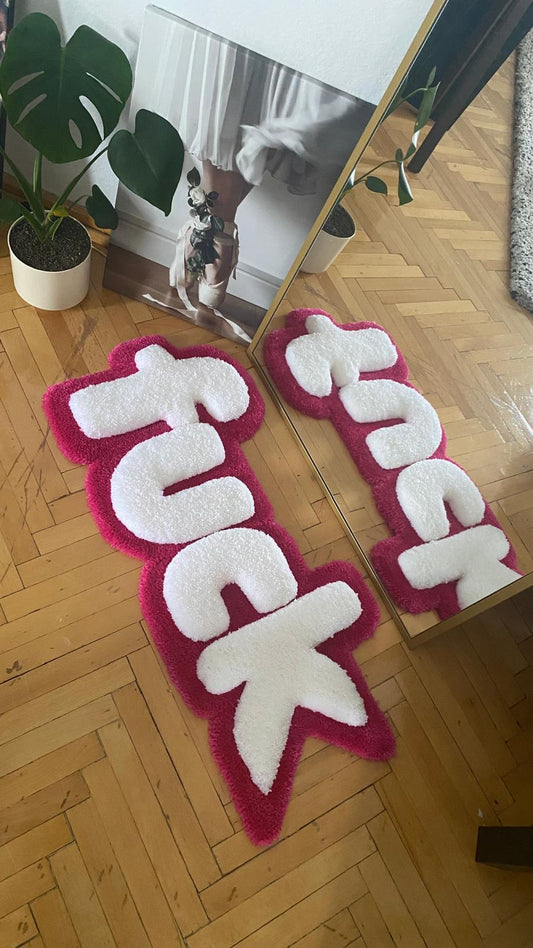 F1CK Rug - 87x37cm Handmade 3D Fluffy Statement Wall Art