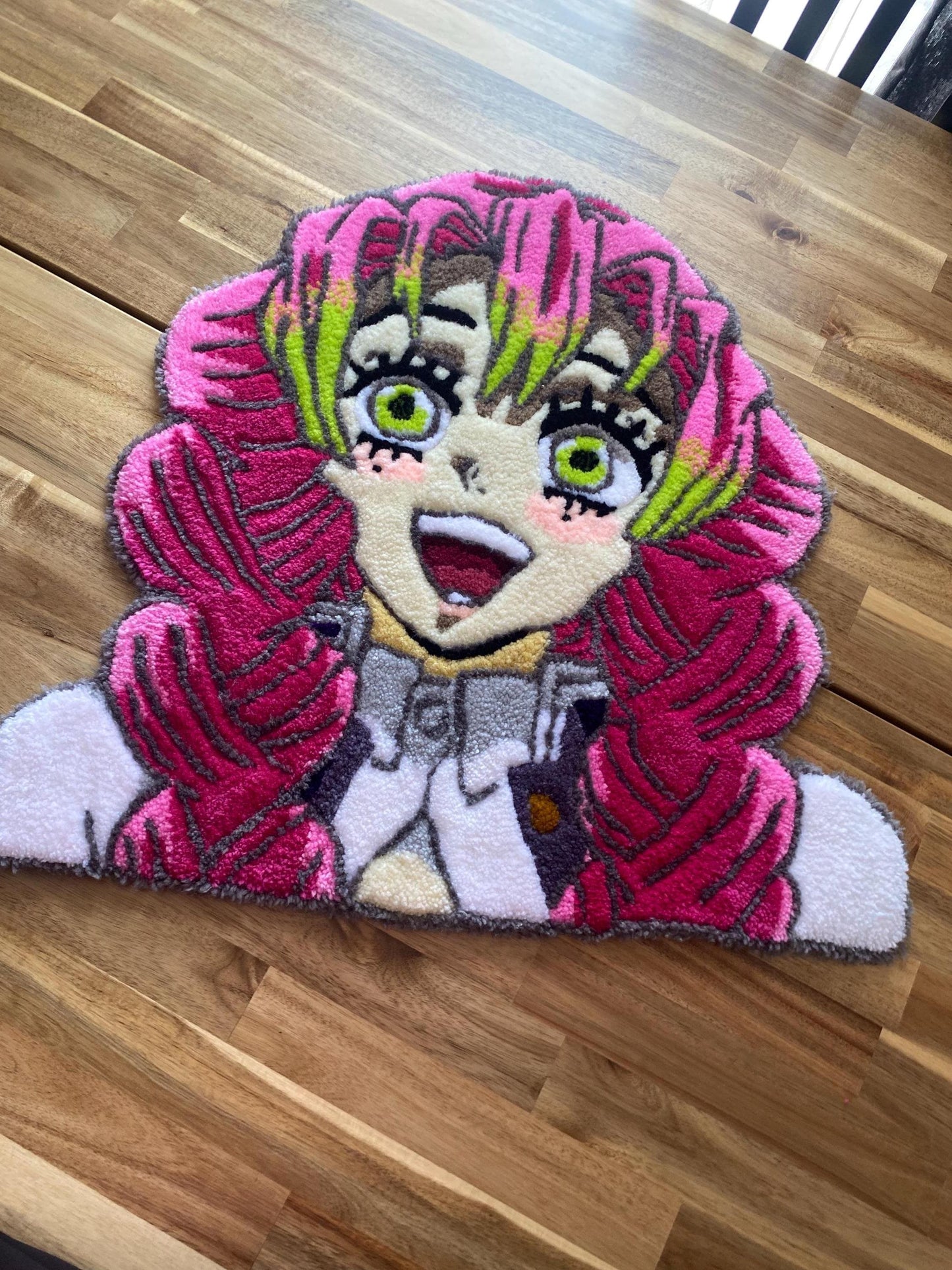 Mitsuri Kanroji Halı - 55x55cm El Yapımı Demon Slayer Anime Duvar Sanatı