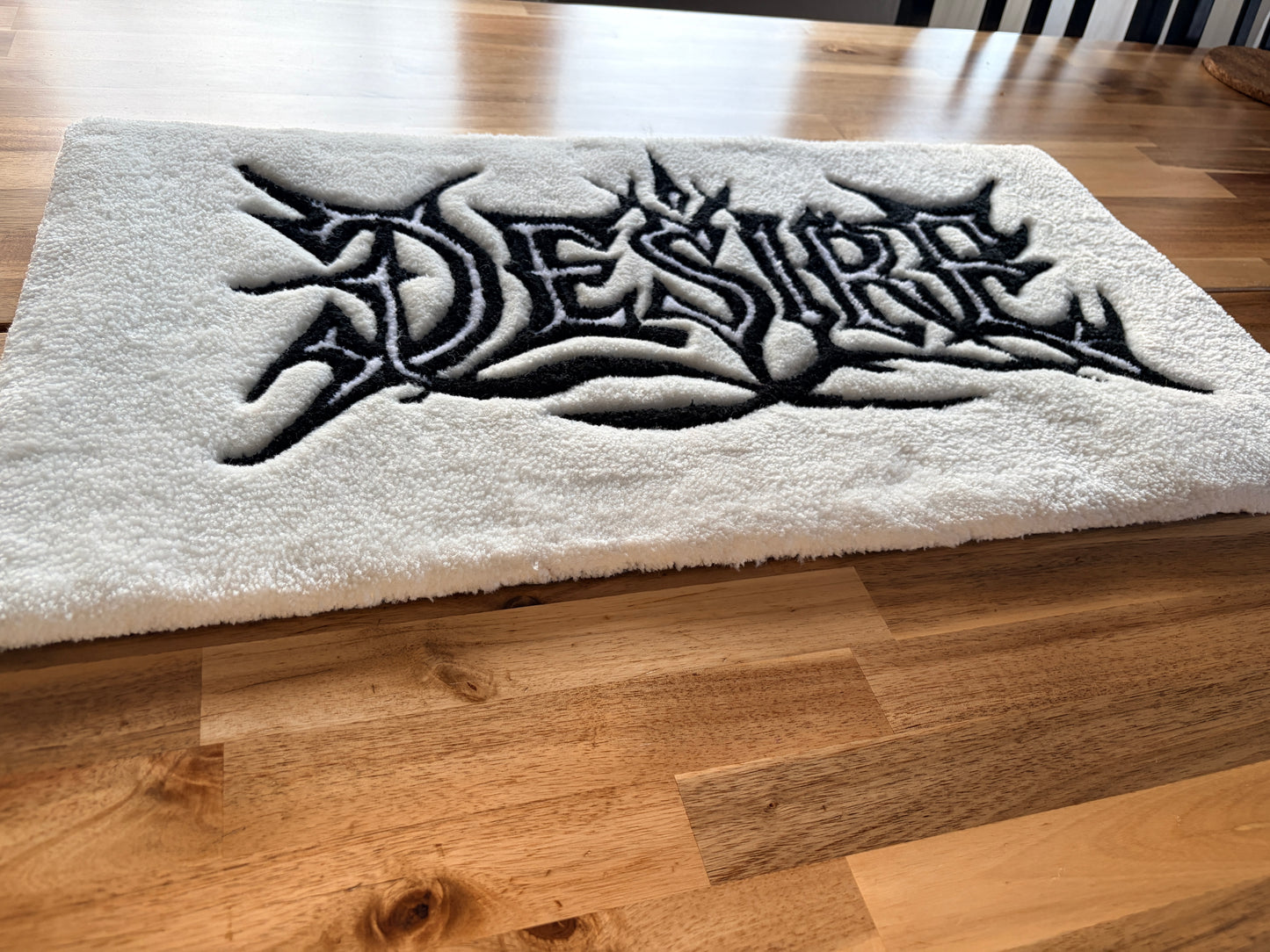 DESIRE Metal Font Tufting Rug – Handmade Statement Rug