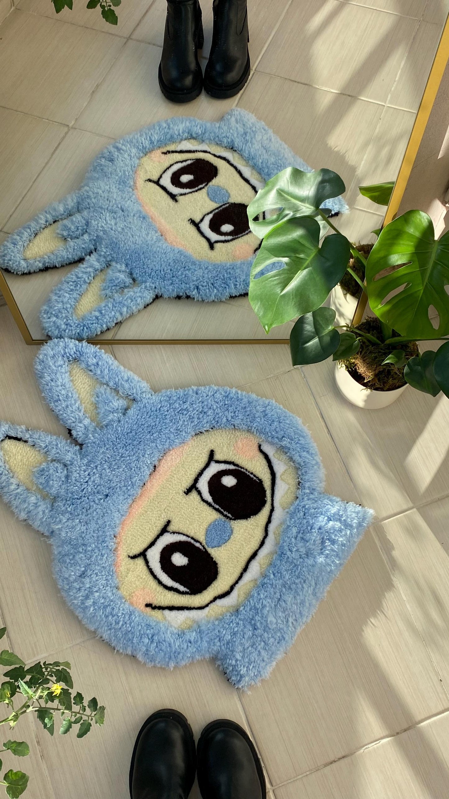 Labubu Canavar Halısı - 53x70cm El Yapımı Tufting Duvar Sanatı
