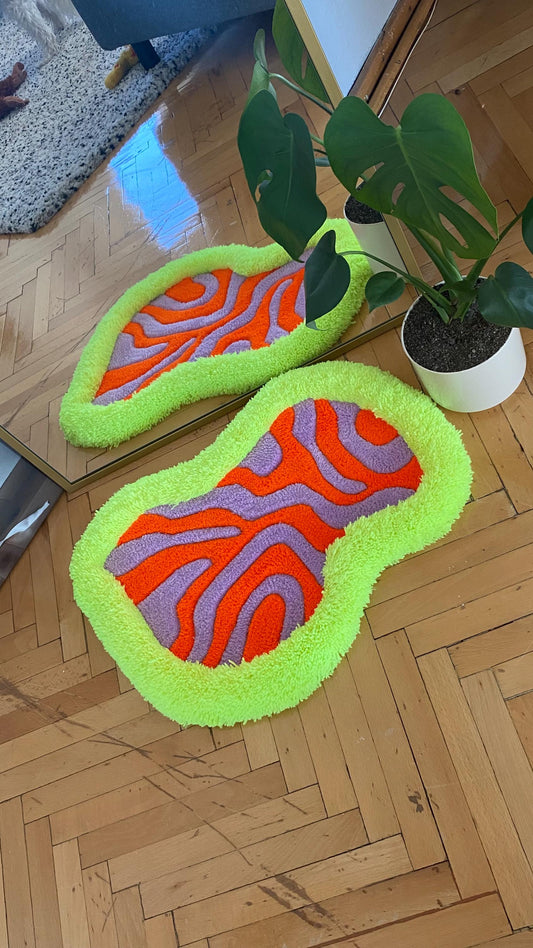 Neon Pet Bed Rug - 58x37cm Handmade Tufted Cat & Dog Mat