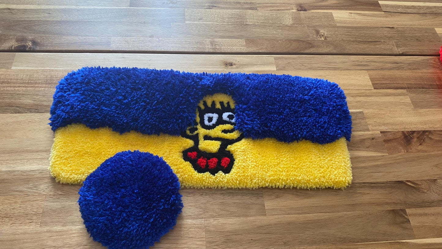 Marge Simpson Keyboard Rug - 44x16cm Handmade Tufted Desk Mat Set