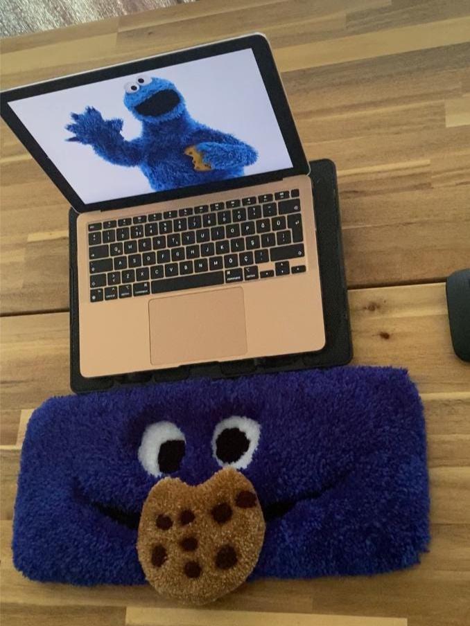 Cookie Monster Klavye Halısı Seti - El Yapımı Peluş Oyun Masası Paspası
