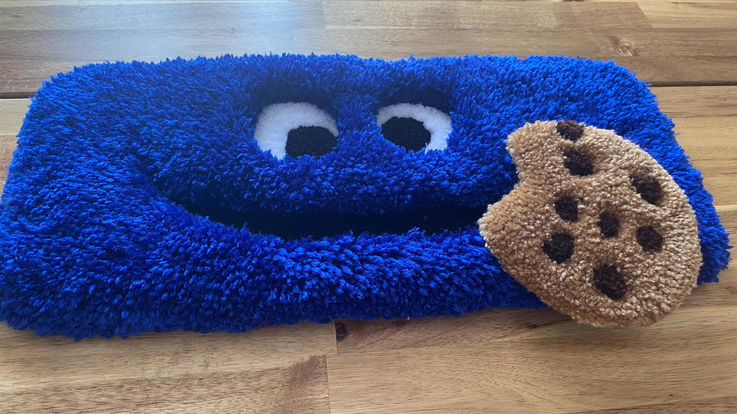 Cookie Monster Klavye Halısı Seti - El Yapımı Peluş Oyun Masası Paspası