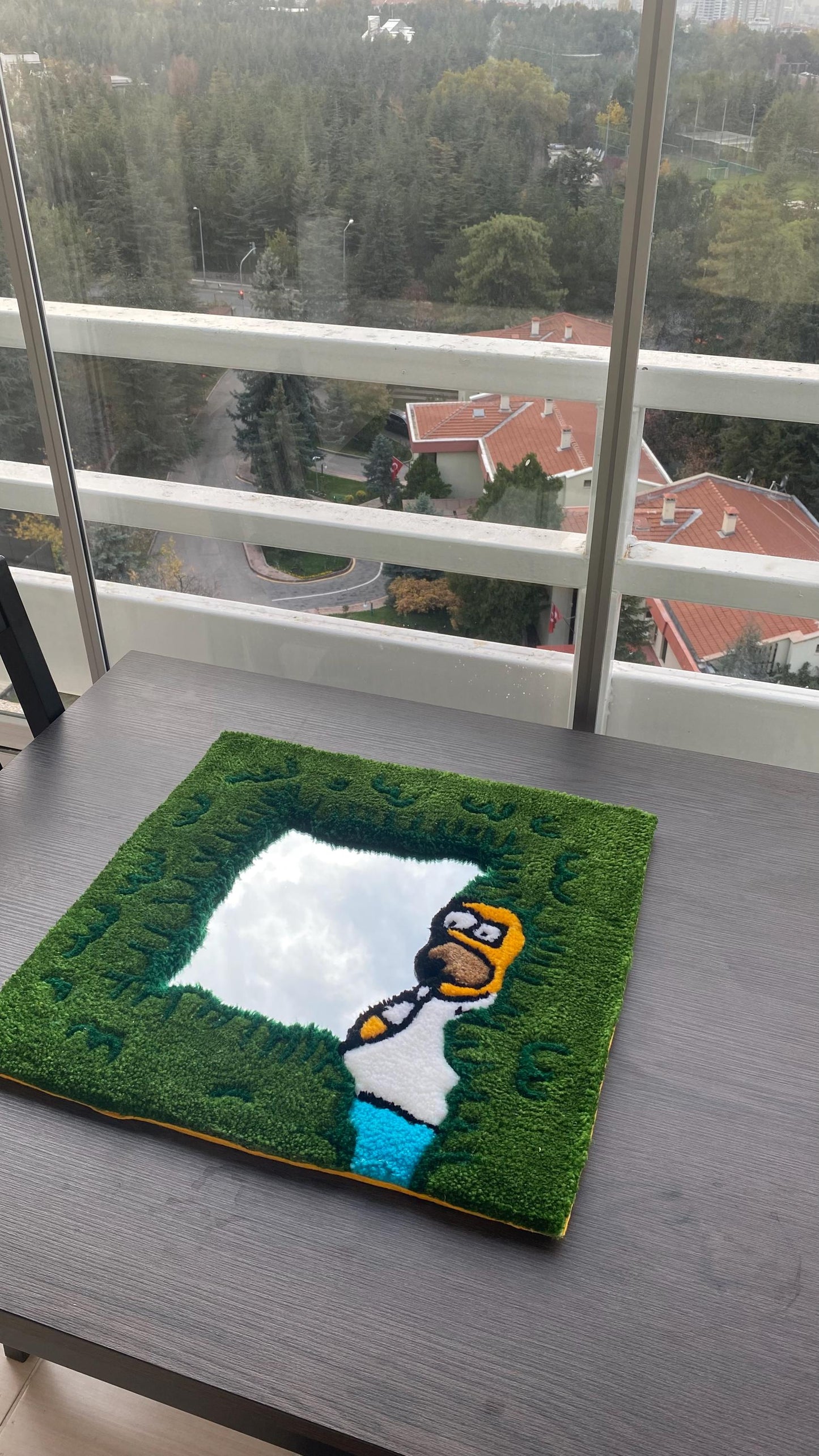 Homer Simpson Mirror Frame - Handmade Tufted Funny Wall Decor