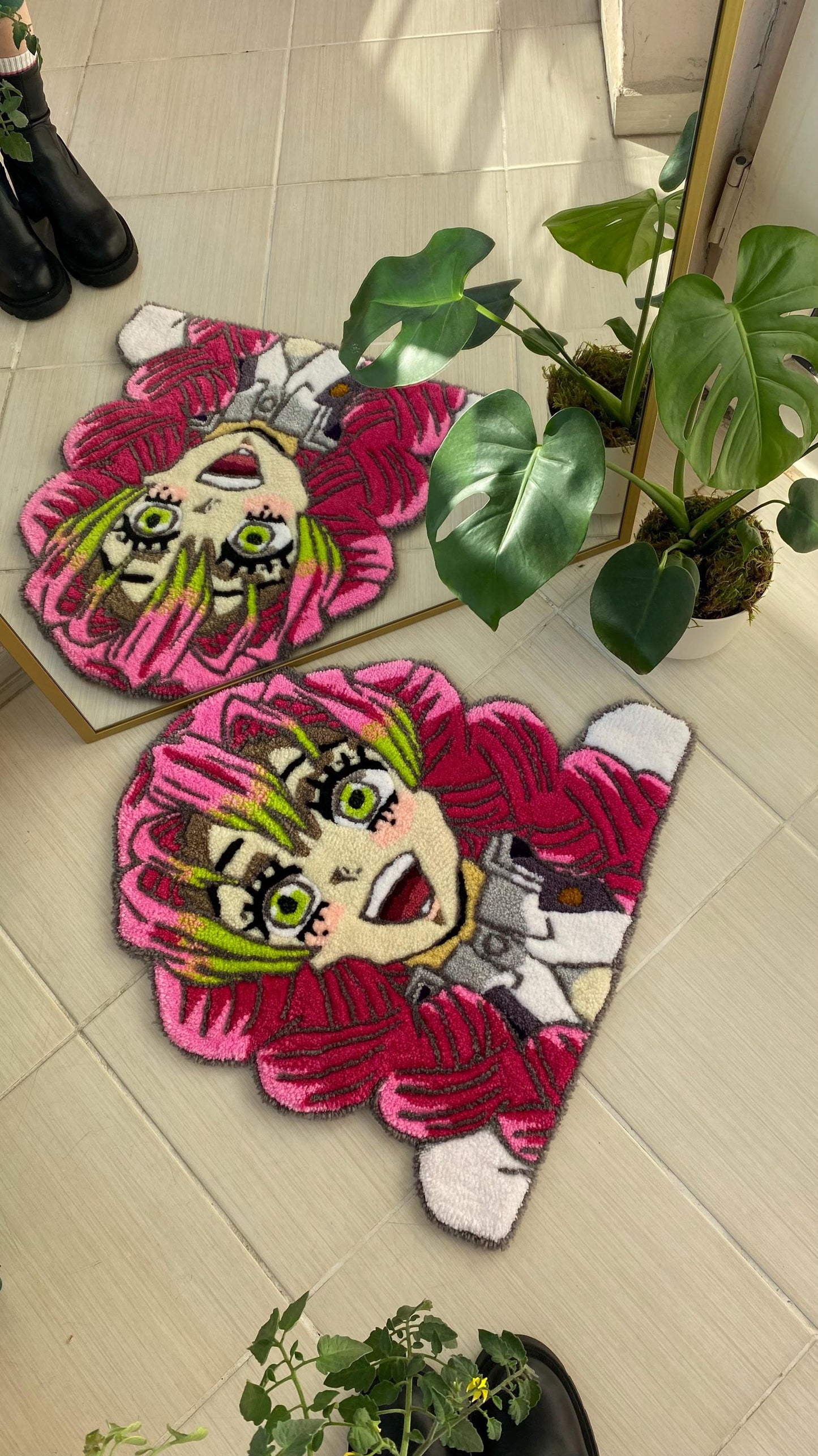 Mitsuri Kanroji Halı - 55x55cm El Yapımı Demon Slayer Anime Duvar Sanatı