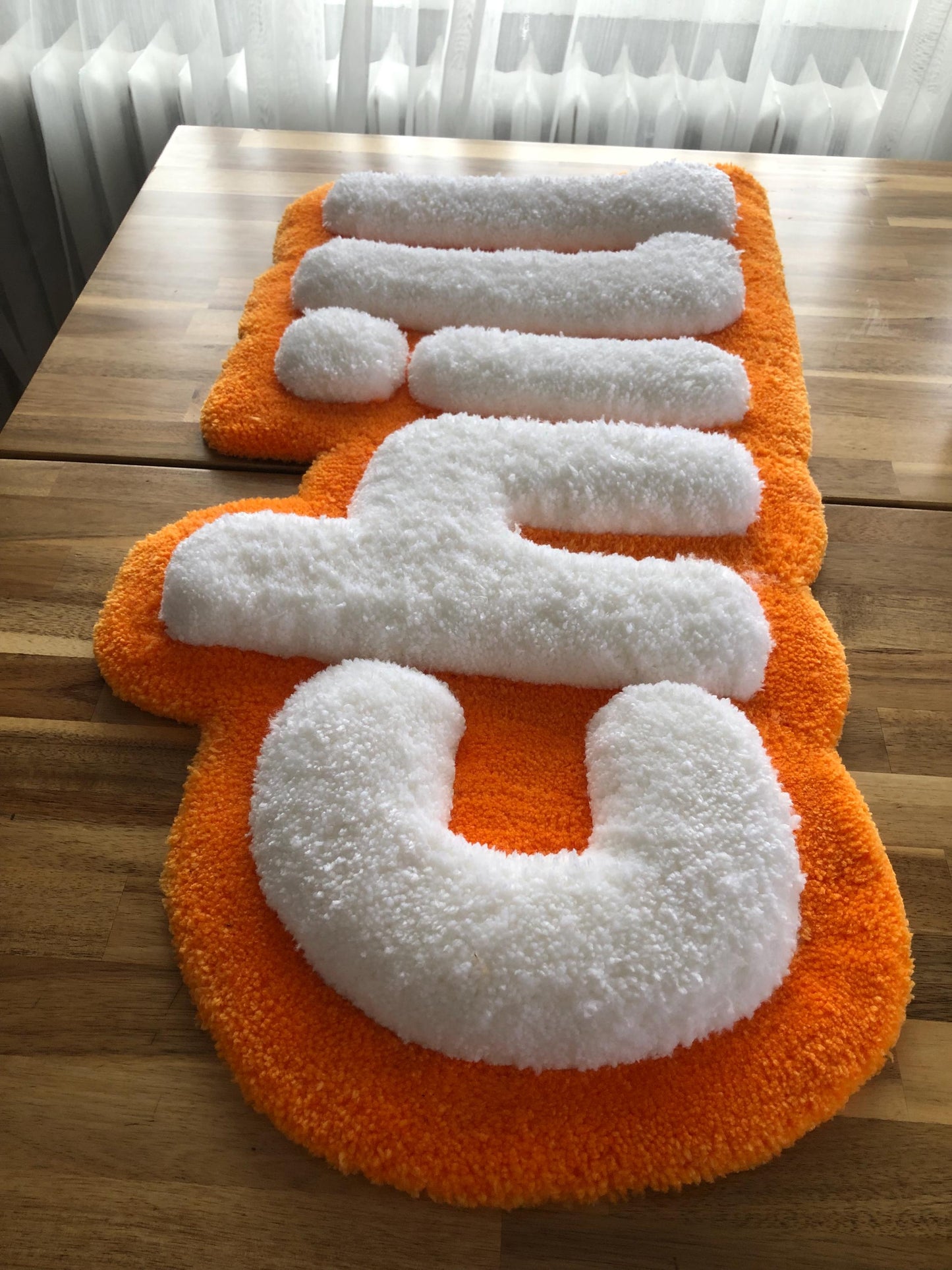 Chill Halı - 87x37cm Turuncu Beyaz El Yapımı Tufting Duvar Sanatı