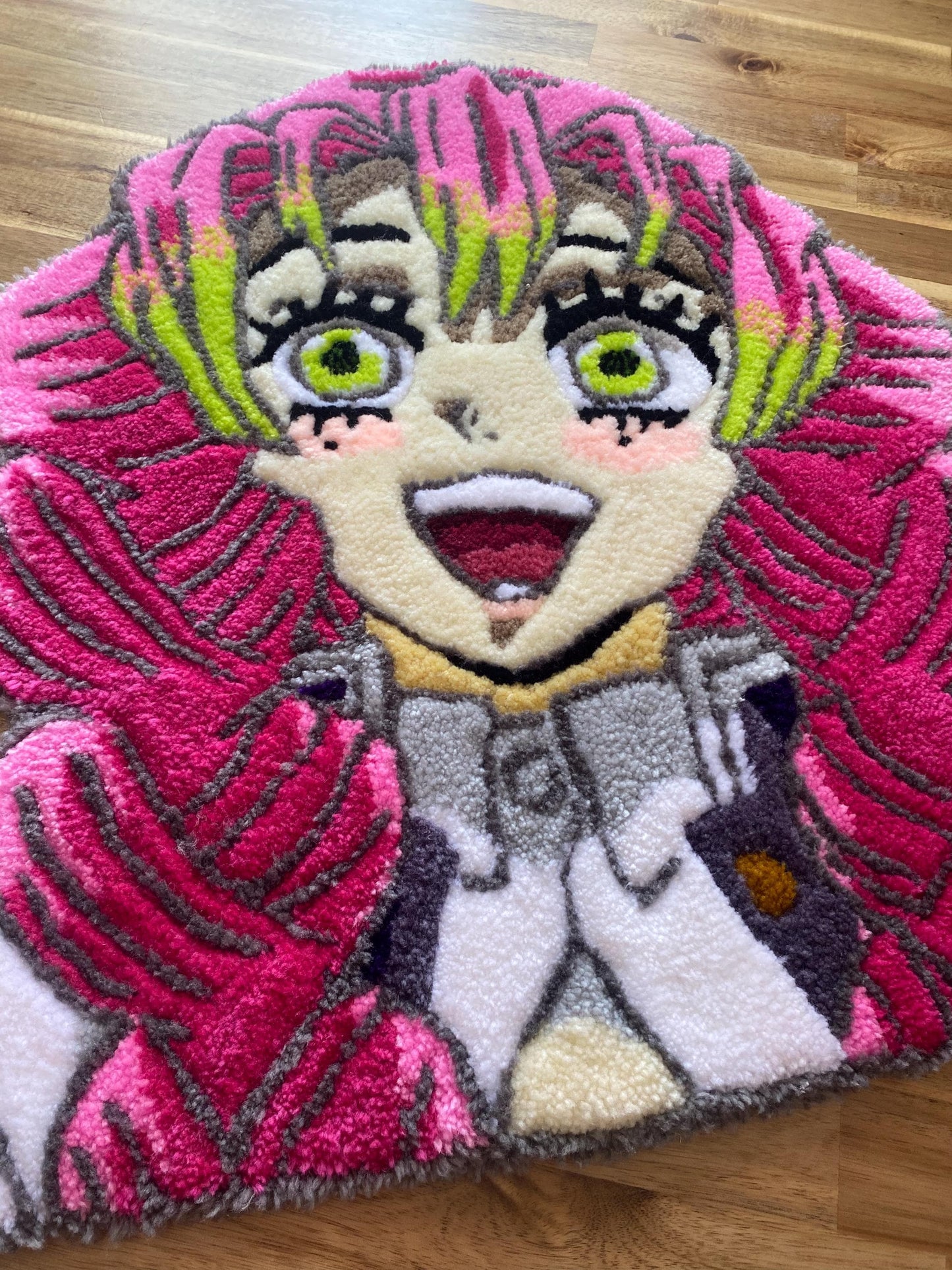 Mitsuri Kanroji Halı - 55x55cm El Yapımı Demon Slayer Anime Duvar Sanatı