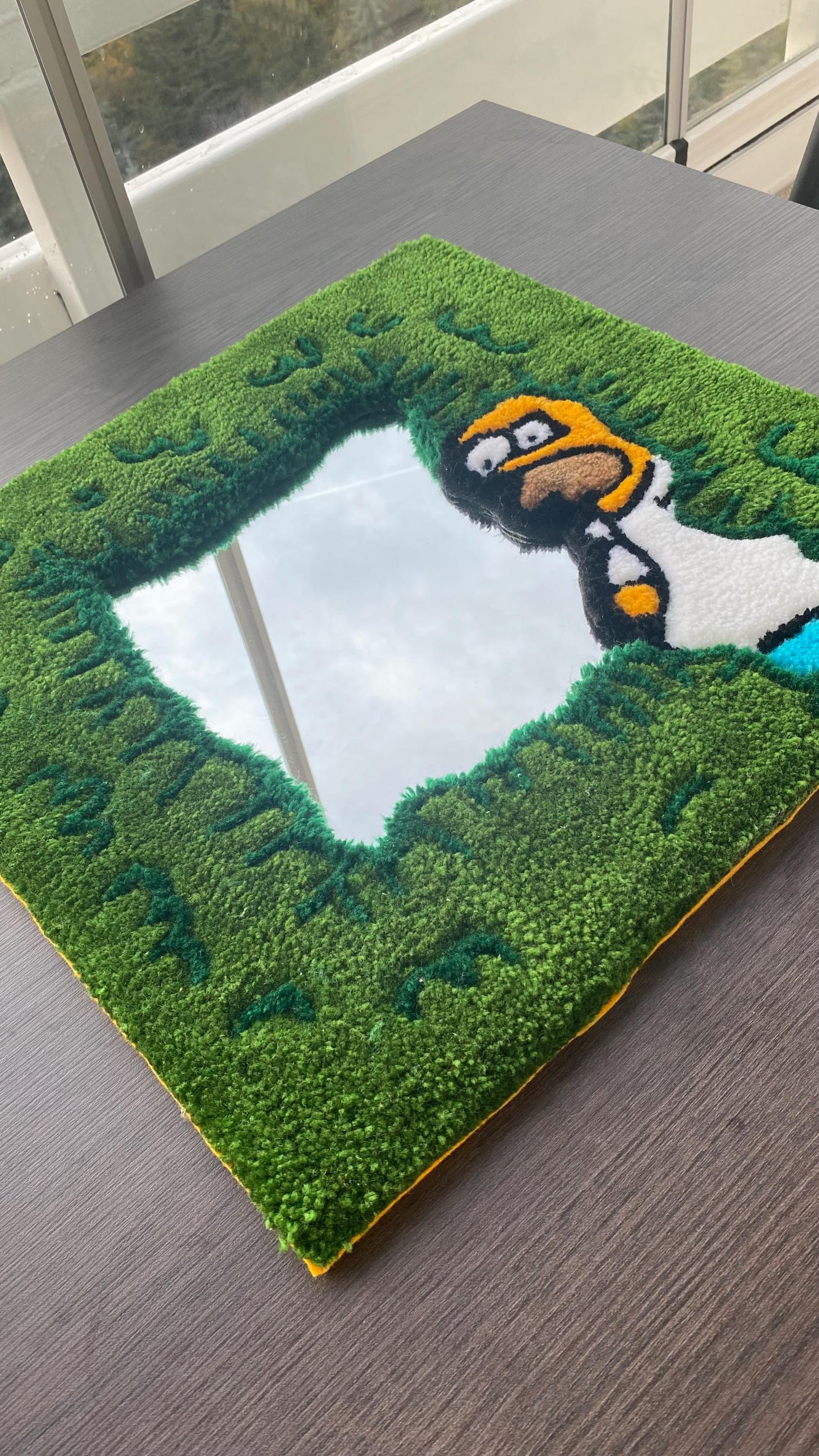 Homer Simpson Mirror Frame - Handmade Tufted Funny Wall Decor