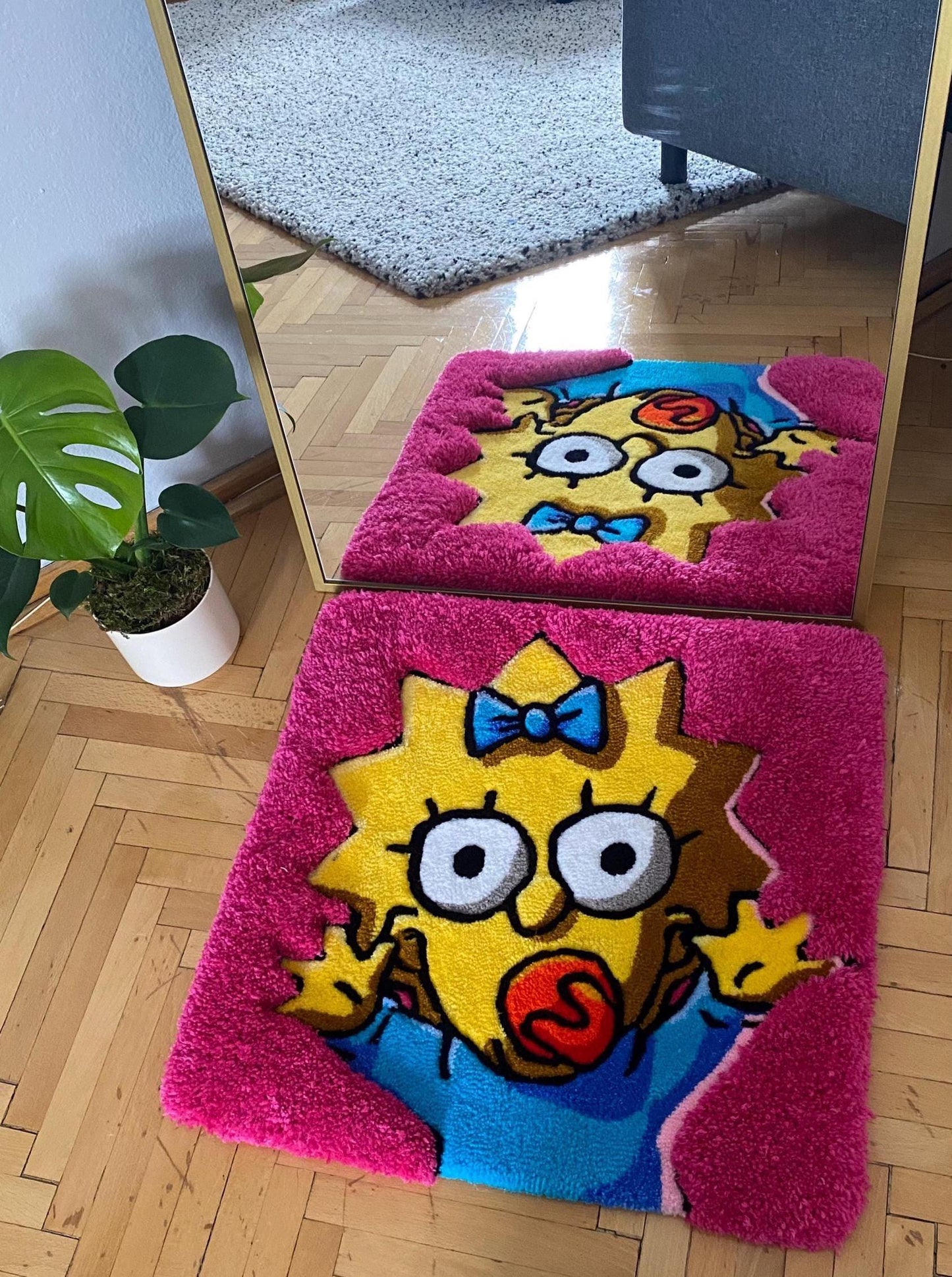 Maggie Simpson Rug - 63x63cm Handmade Cartoon Baby Wall Art