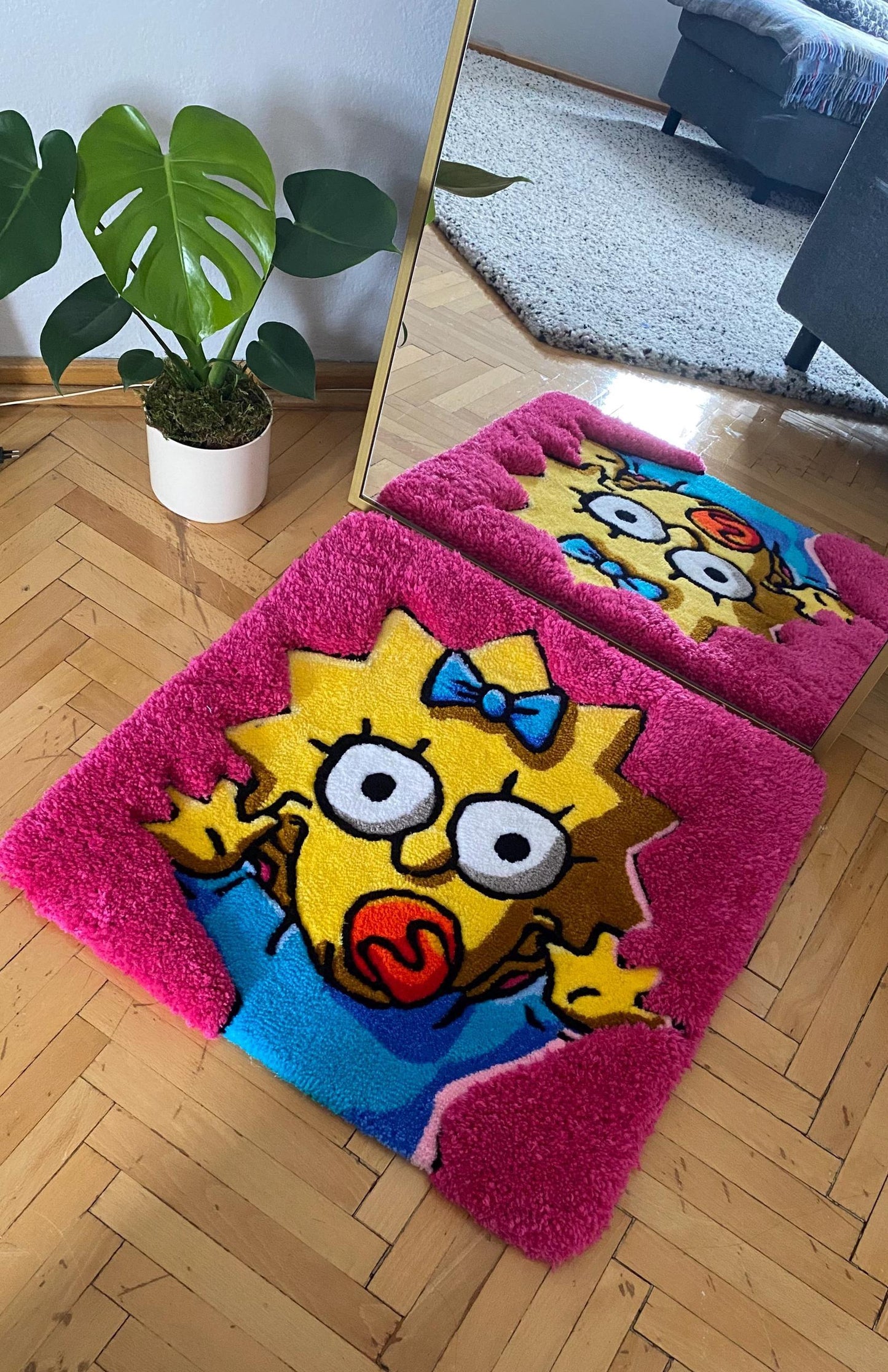 Maggie Simpson Rug - 63x63cm Handmade Cartoon Baby Wall Art