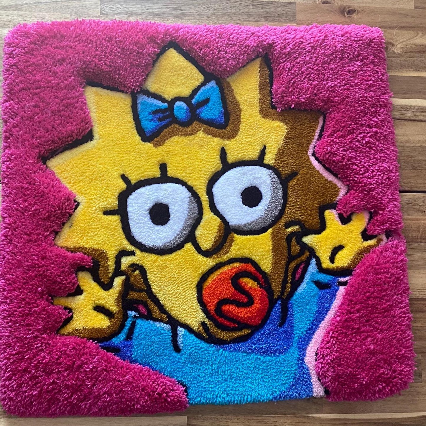 Maggie Simpson Rug - 63x63cm Handmade Cartoon Baby Wall Art