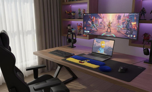 Marge Simpson Keyboard Rug - 44x16cm Handmade Tufted Desk Mat Set