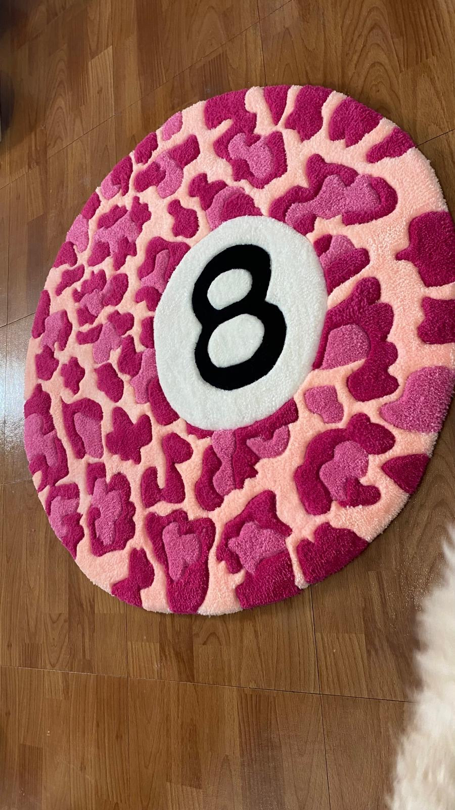 Pink Leopard 8 Ball Tufting Rug – Handmade