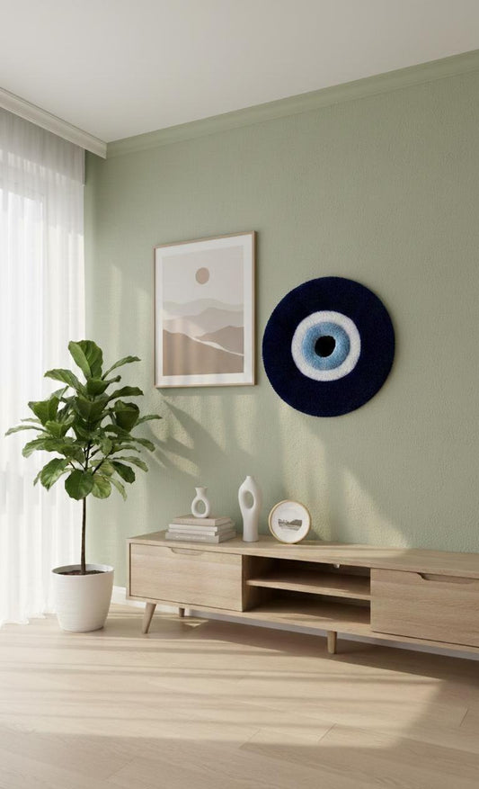 Nazar Boncuğu Halısı - 50cm El Yapımı 3D Kabarık Duvar Sanatı