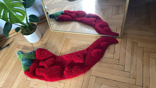 Acı Biber Tufted Halı - 3D Kabarık Mutfak Dekorasyonu