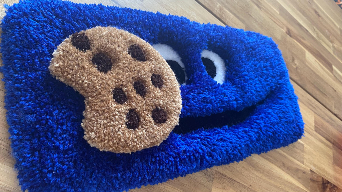 Cookie Monster Klavye Halısı Seti - El Yapımı Peluş Oyun Masası Paspası