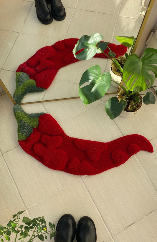 Acı Biber Tufted Halı - 3D Kabarık Mutfak Dekorasyonu