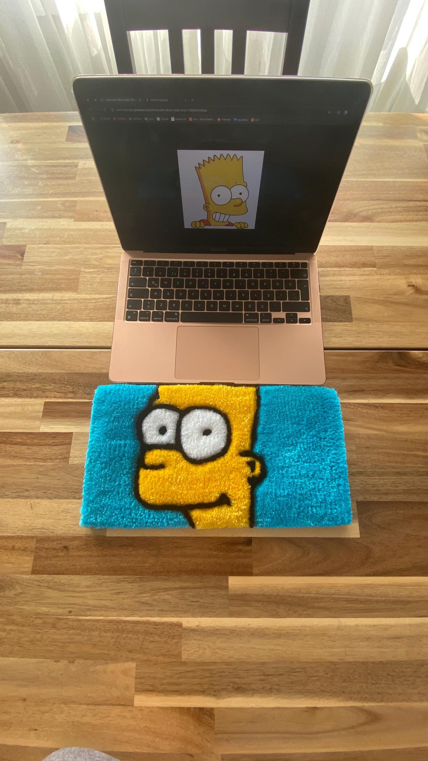 Bart Simpson Keyboard Rug - 44x16cm Handmade Tufted Desk Mat