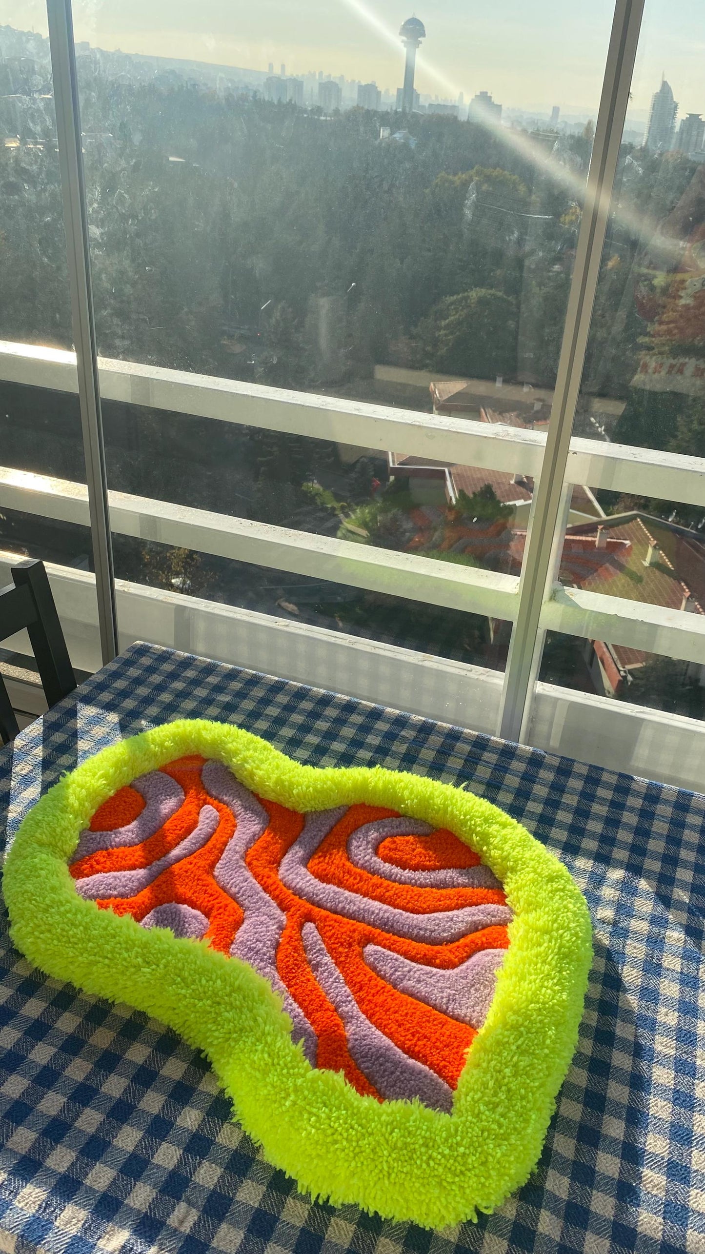 Neon Pet Bed Rug - 58x37cm Handmade Tufted Cat & Dog Mat