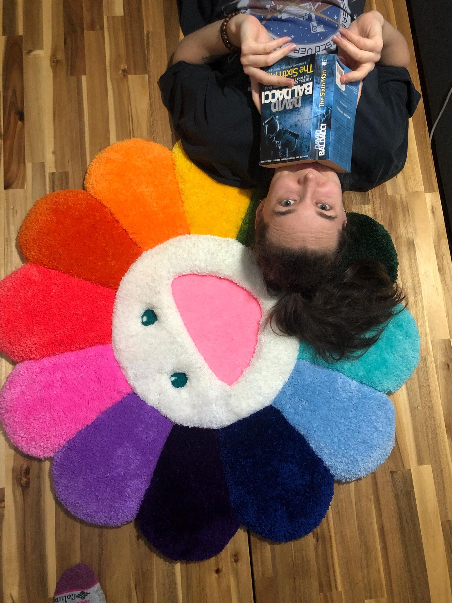 3D Kabarık Çiçek Halı - El Yapımı Tufting Çiçek Duvar Sanatı | 87.5cm