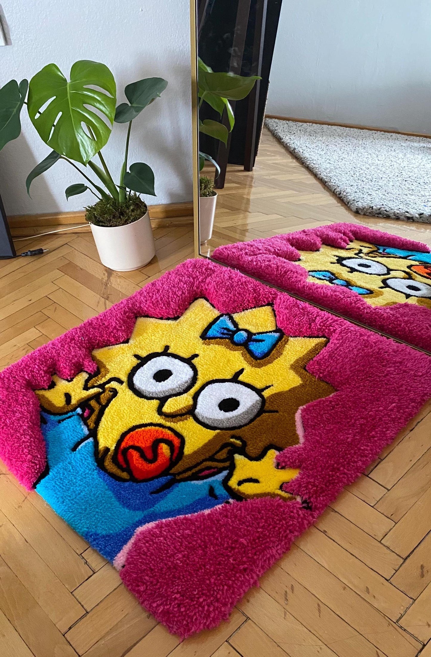Maggie Simpson Rug - 63x63cm Handmade Cartoon Baby Wall Art