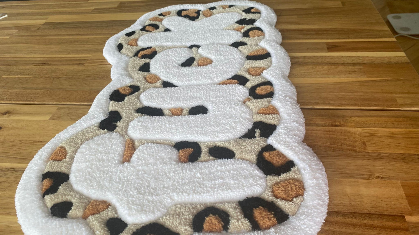 Leopard F1CK Tufting Rug – Handmade Statement Wall Art