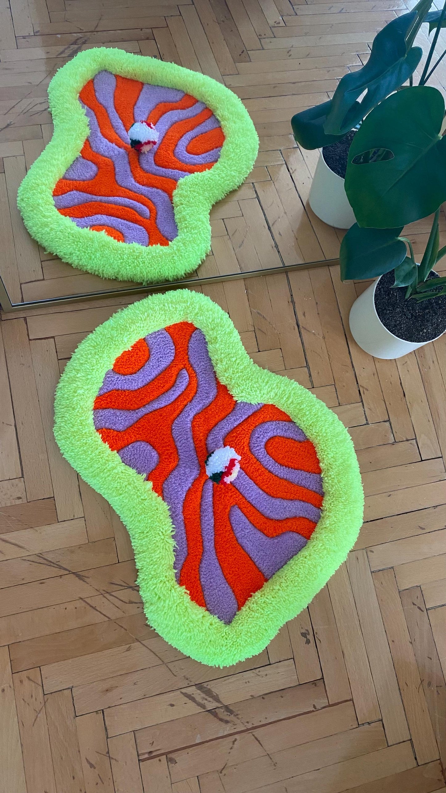 Neon Pet Bed Rug - 58x37cm Handmade Tufted Cat & Dog Mat