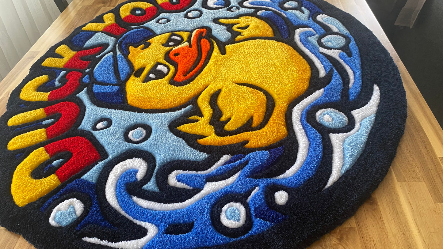 Elips Ördek Desenli Tufted Halı - 105x91 cm