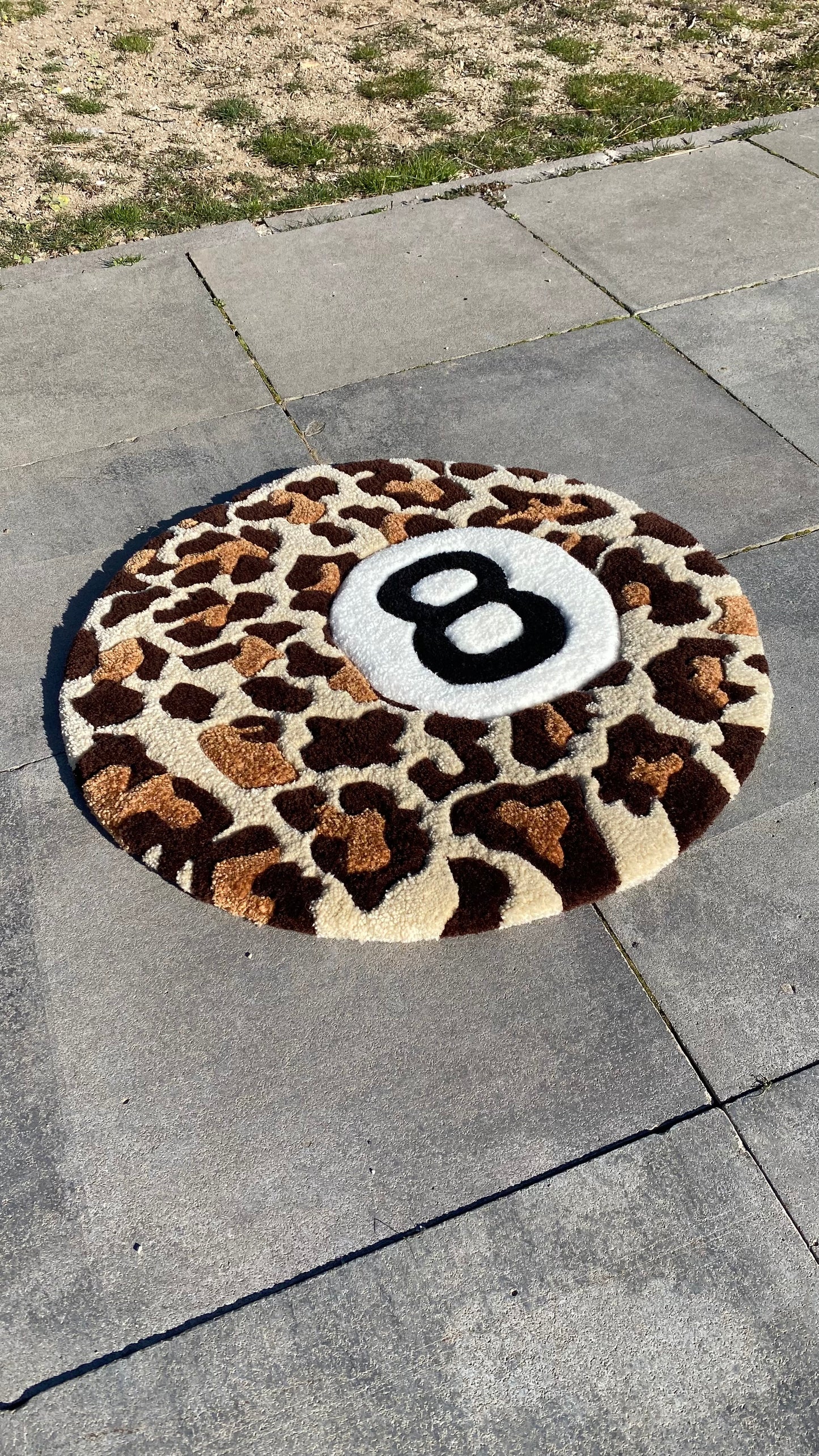 Leopar Desenli El Yapımı Tufting Halı, Yün/Akrilik