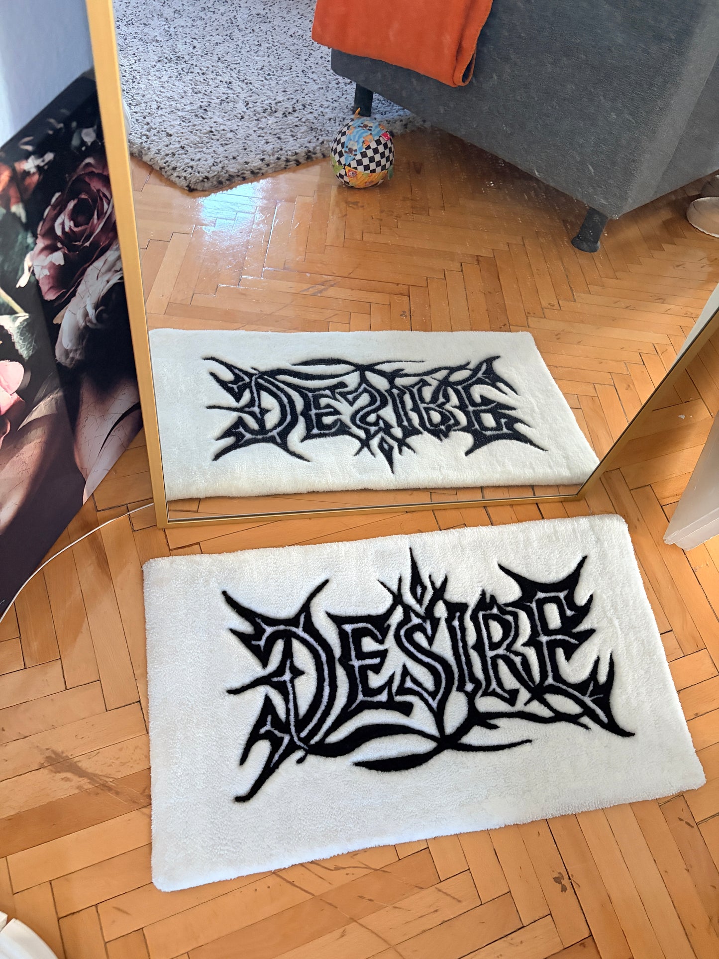 DESIRE Metal Font Tufting Rug – Handmade Statement Rug