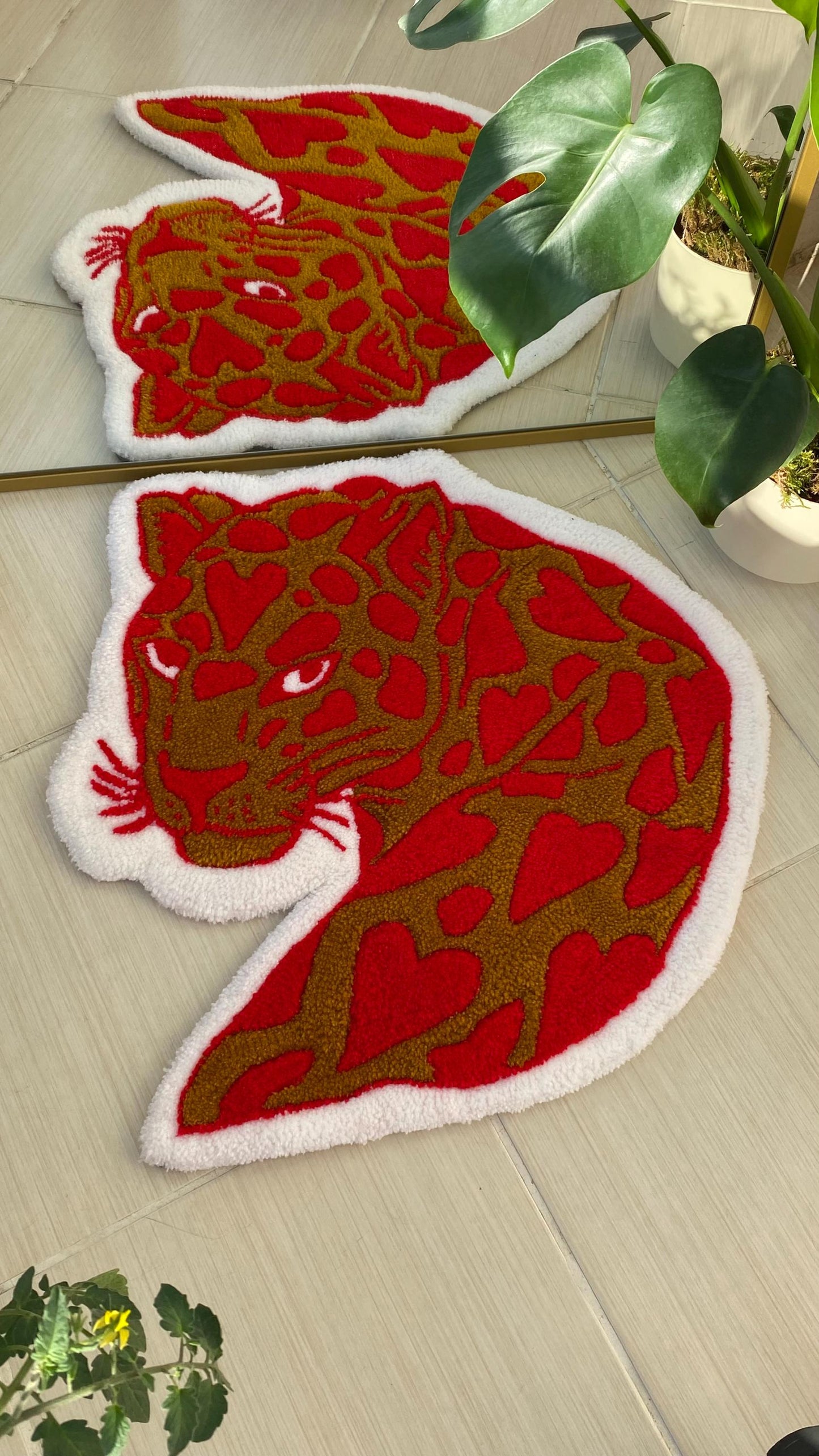 El Yapımı Aslan Halı - 53cm Sevimli Hayvan Duvar Sanatı ve Zemin Dekorasyonu