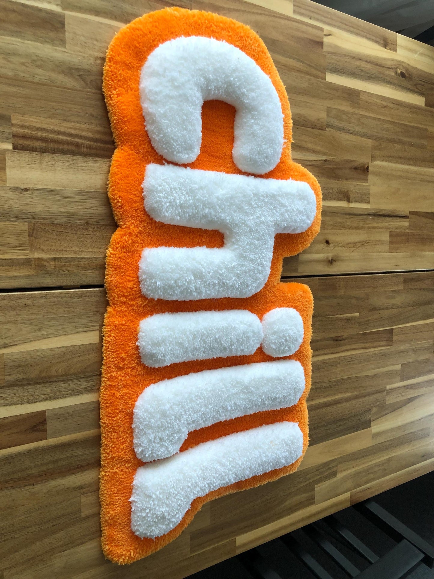 Chill Halı - 87x37cm Turuncu Beyaz El Yapımı Tufting Duvar Sanatı