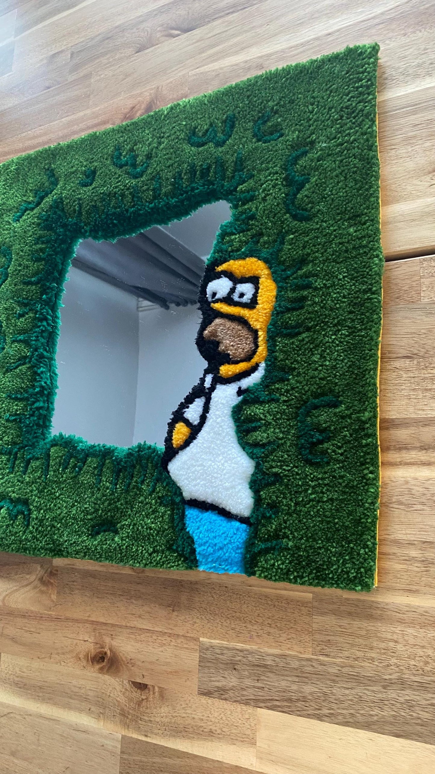 Homer Simpson Mirror Frame - Handmade Tufted Funny Wall Decor