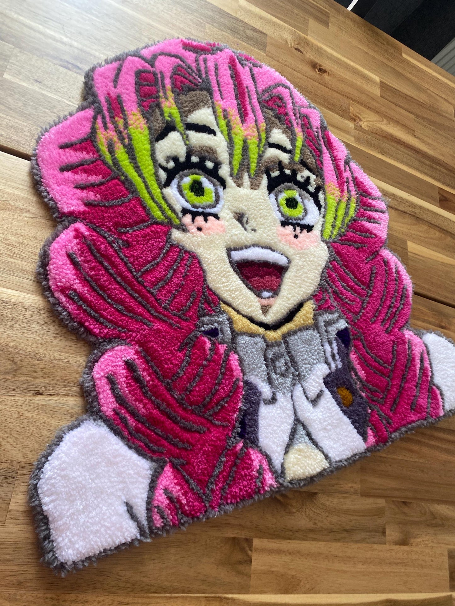 Mitsuri Kanroji Halı - 55x55cm El Yapımı Demon Slayer Anime Duvar Sanatı