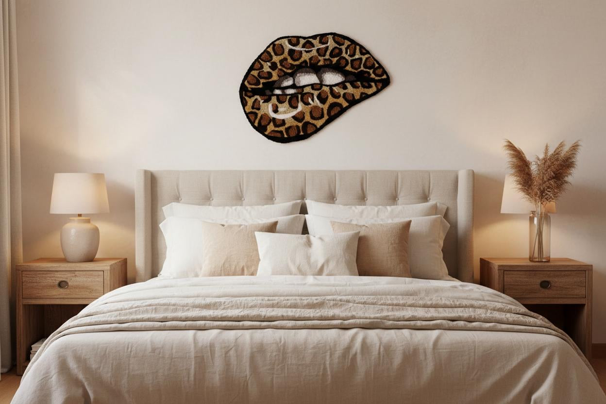 Leopard Lips Tufting Rug – Handmade Wall Art & Floor Rug