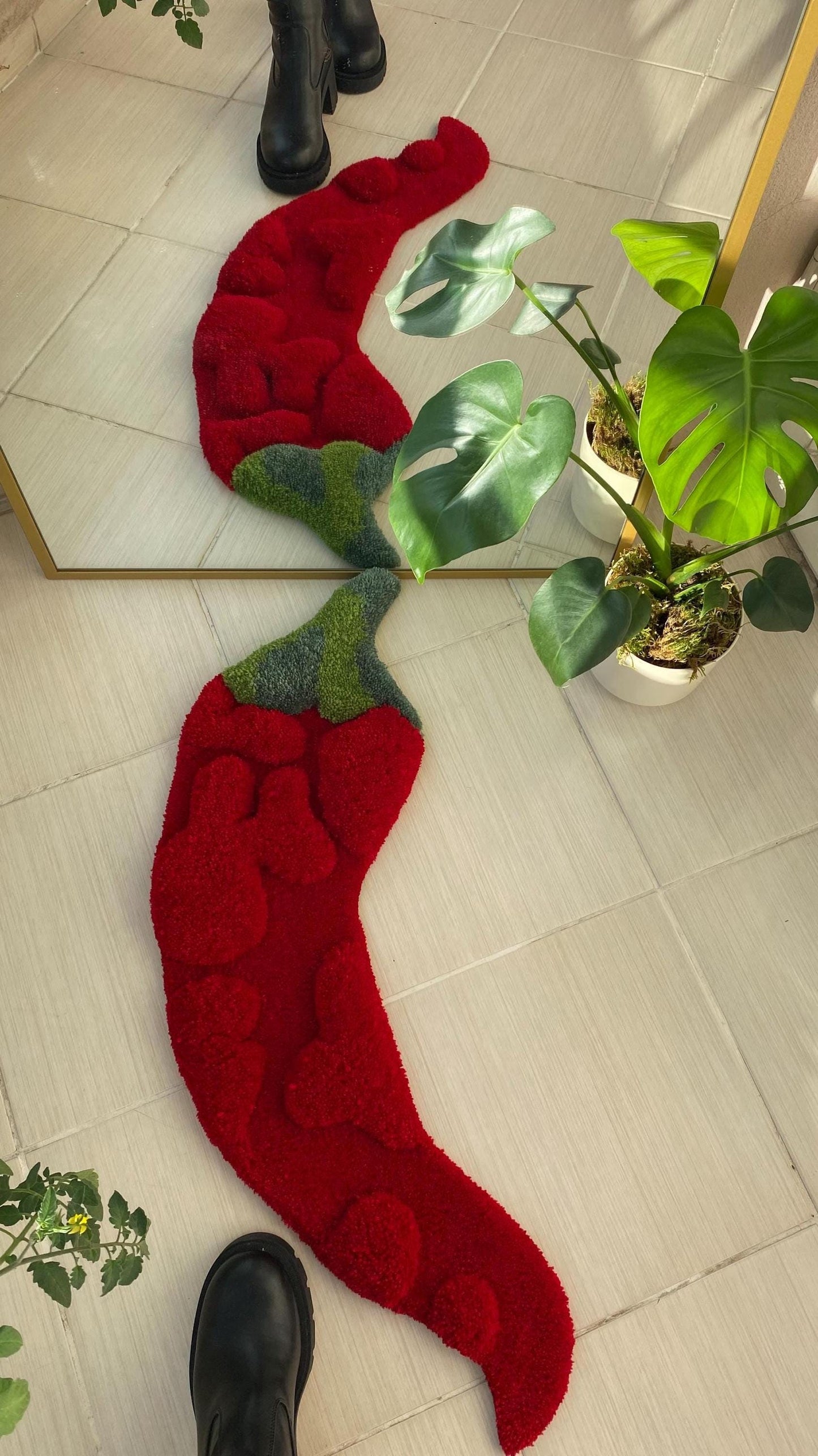 Acı Biber Tufted Halı - 3D Kabarık Mutfak Dekorasyonu