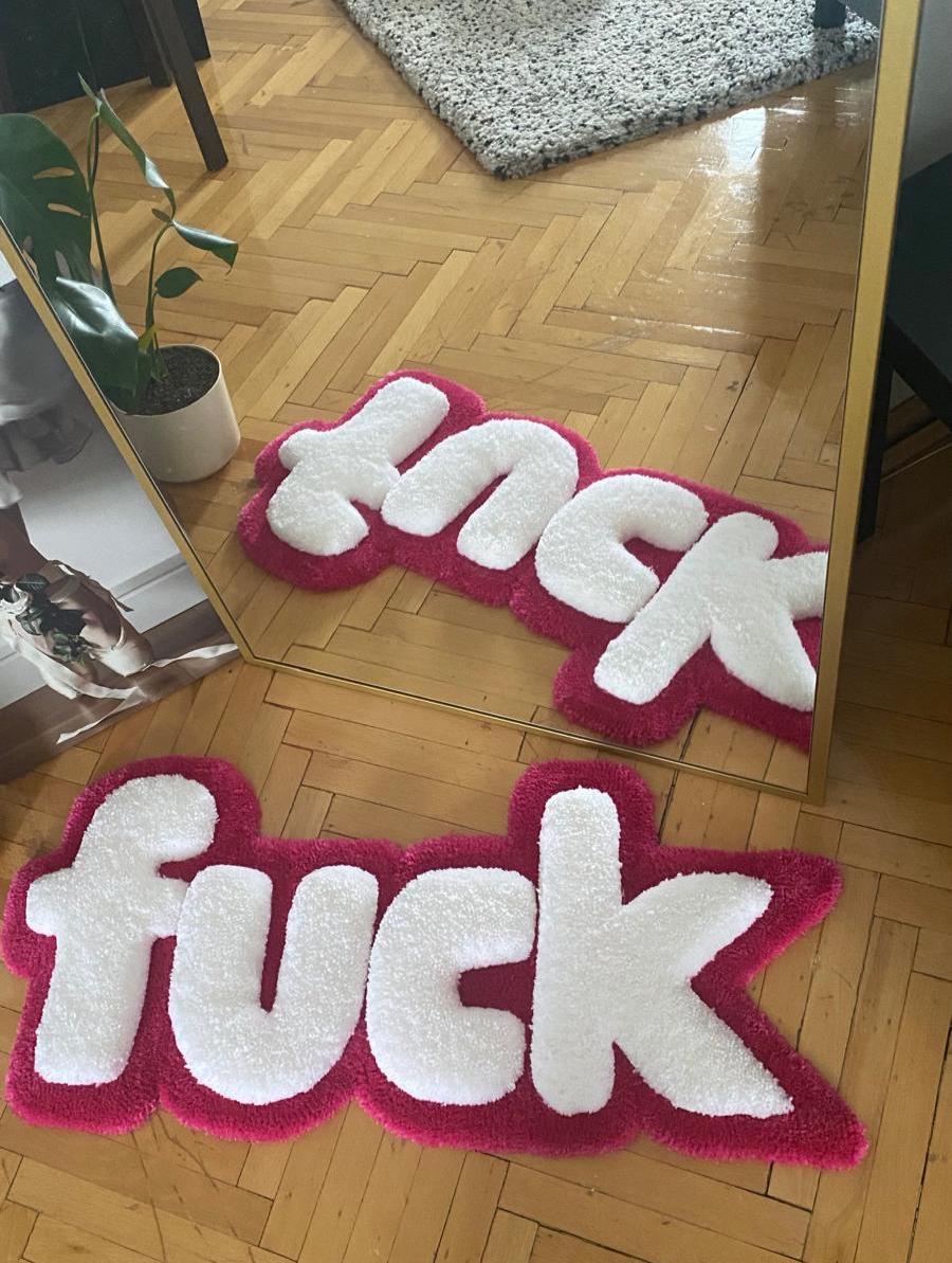 F1CK Rug - 87x37cm Handmade 3D Fluffy Statement Wall Art