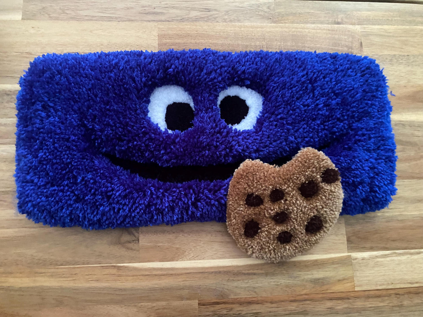 Cookie Monster Klavye Halısı Seti - El Yapımı Peluş Oyun Masası Paspası