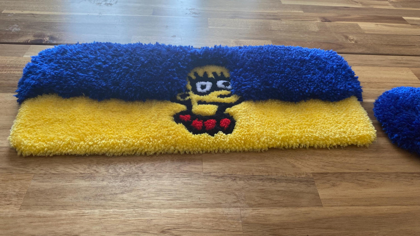 Marge Simpson Keyboard Rug - 44x16cm Handmade Tufted Desk Mat Set