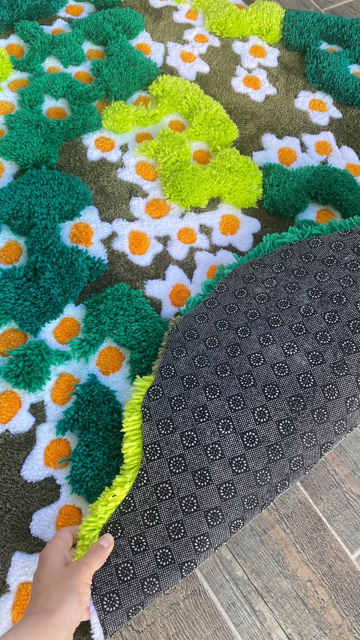 3D Çiçekli Yosun Halısı - El Yapımı Doğa Manzara Tufting Duvar Sanatı