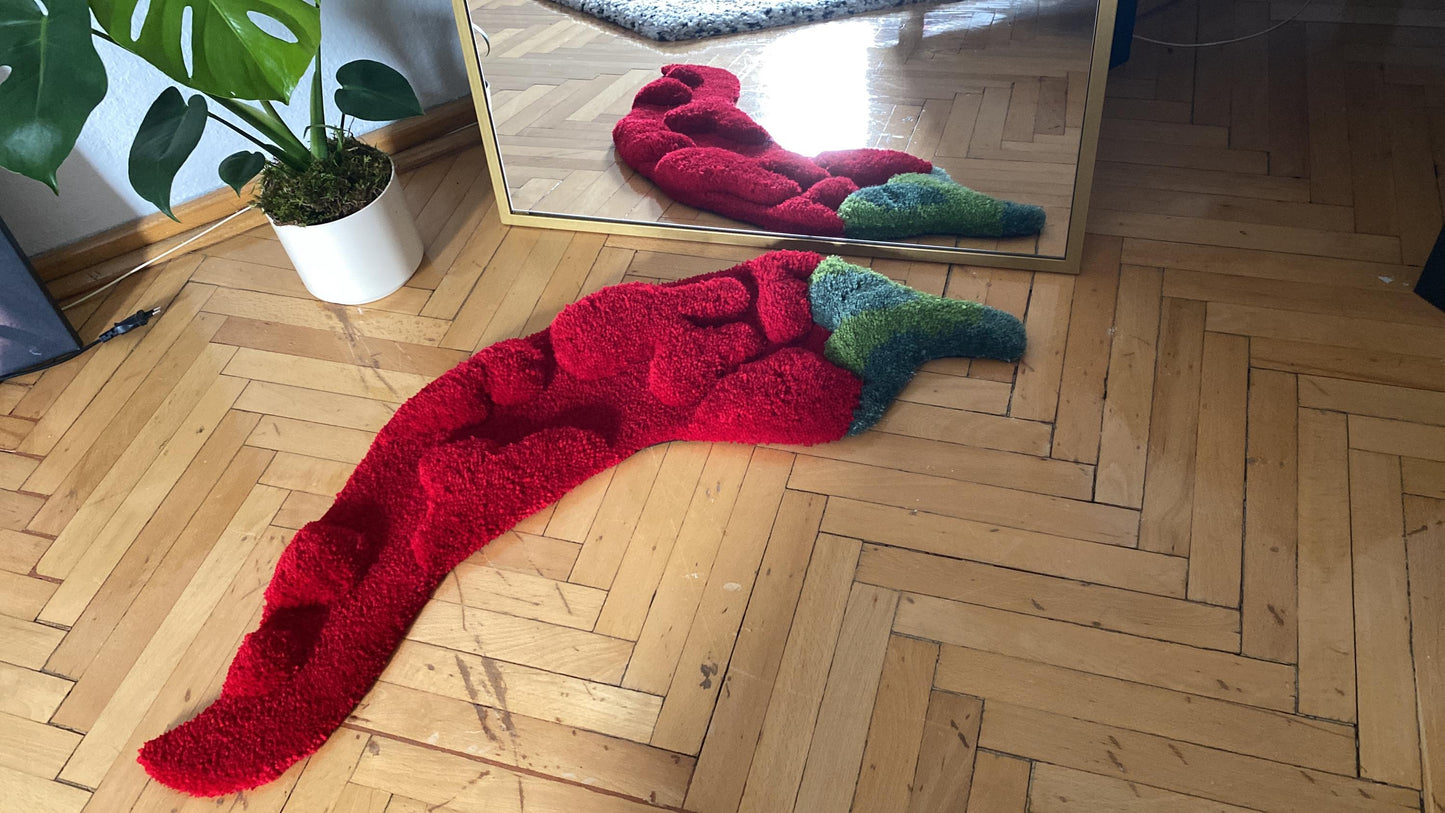 Acı Biber Tufted Halı - 3D Kabarık Mutfak Dekorasyonu