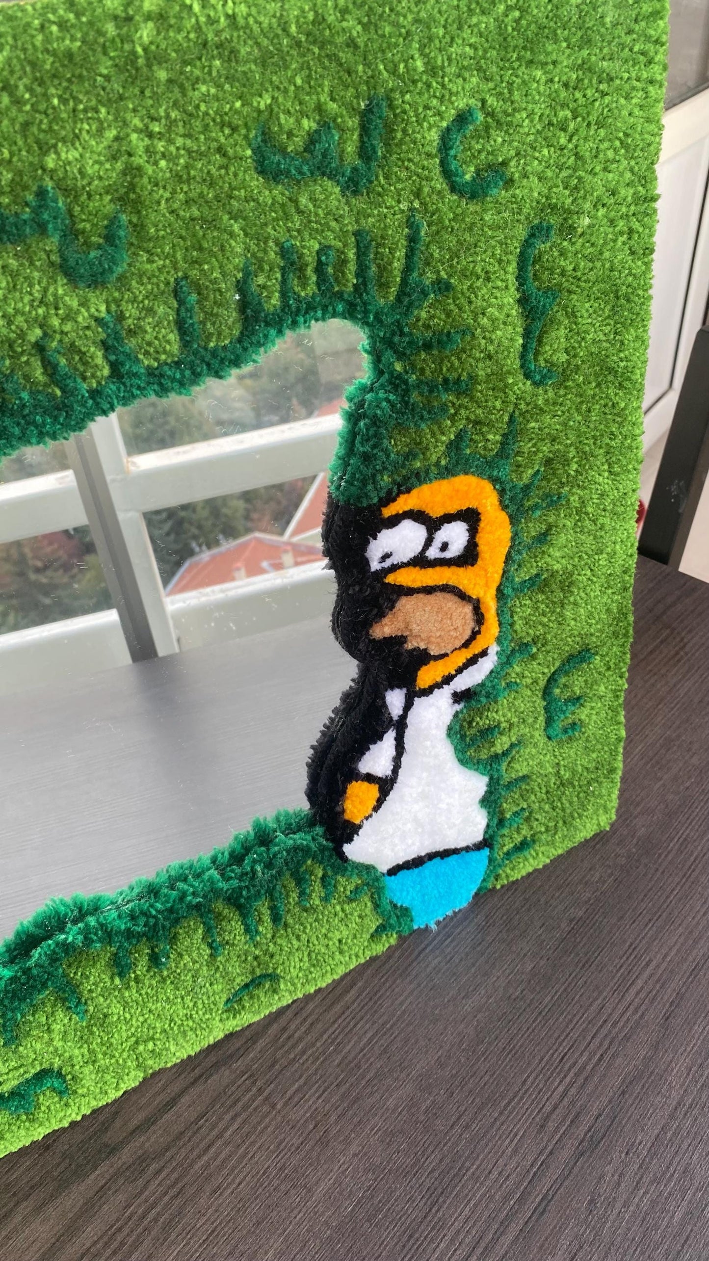 Homer Simpson Mirror Frame - Handmade Tufted Funny Wall Decor