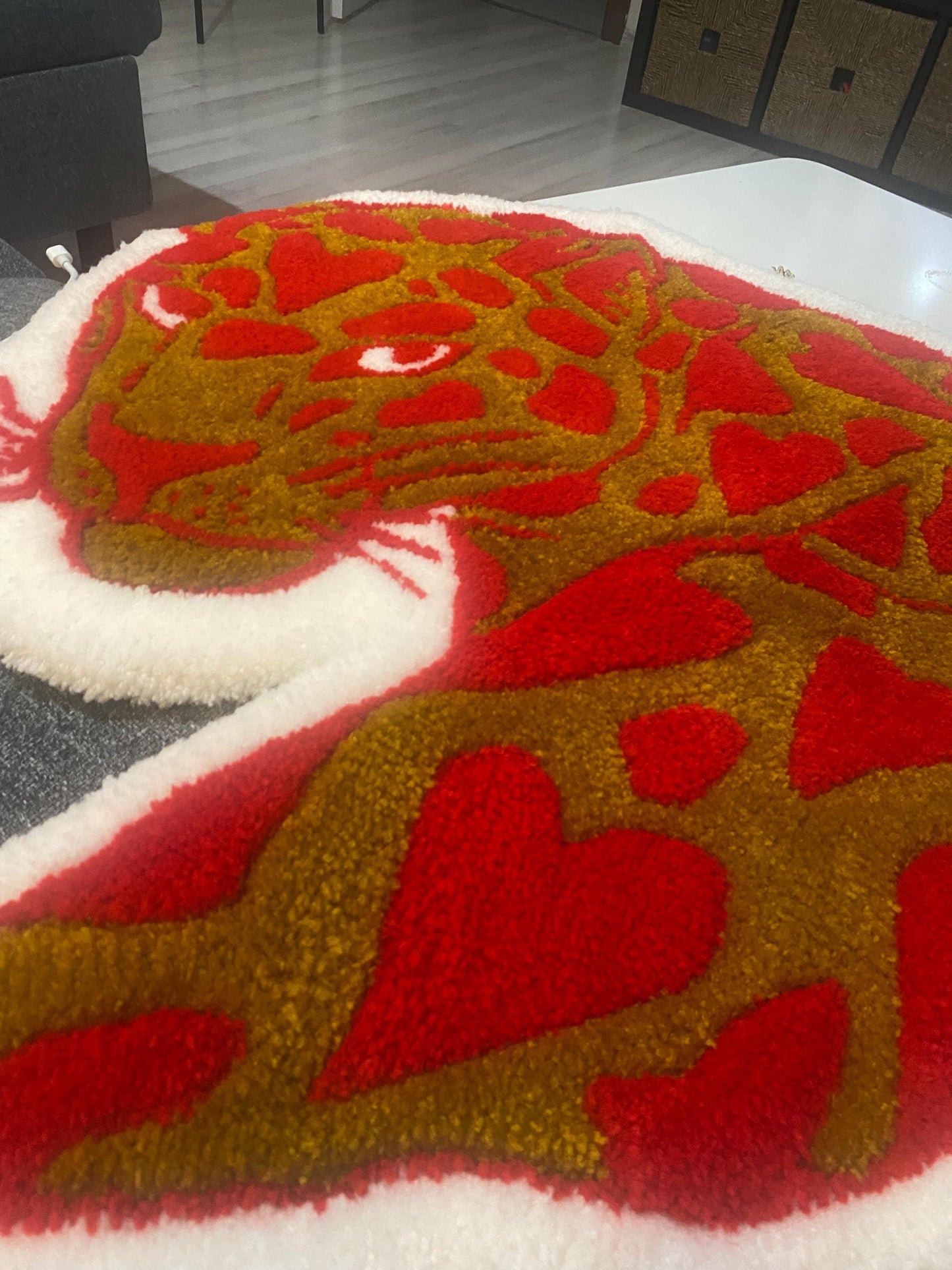 El Yapımı Aslan Halı - 53cm Sevimli Hayvan Duvar Sanatı ve Zemin Dekorasyonu