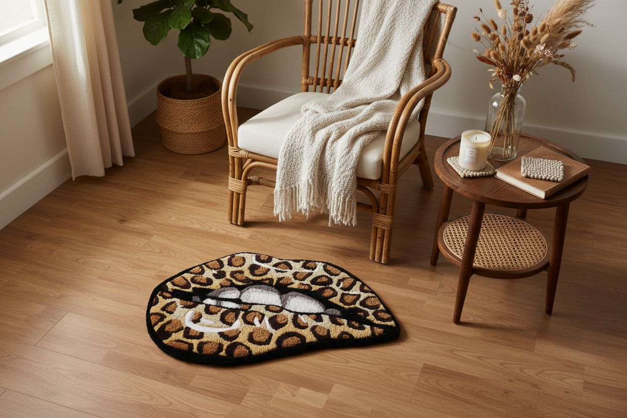 Leopard Lips Tufting Rug – Handmade Wall Art & Floor Rug